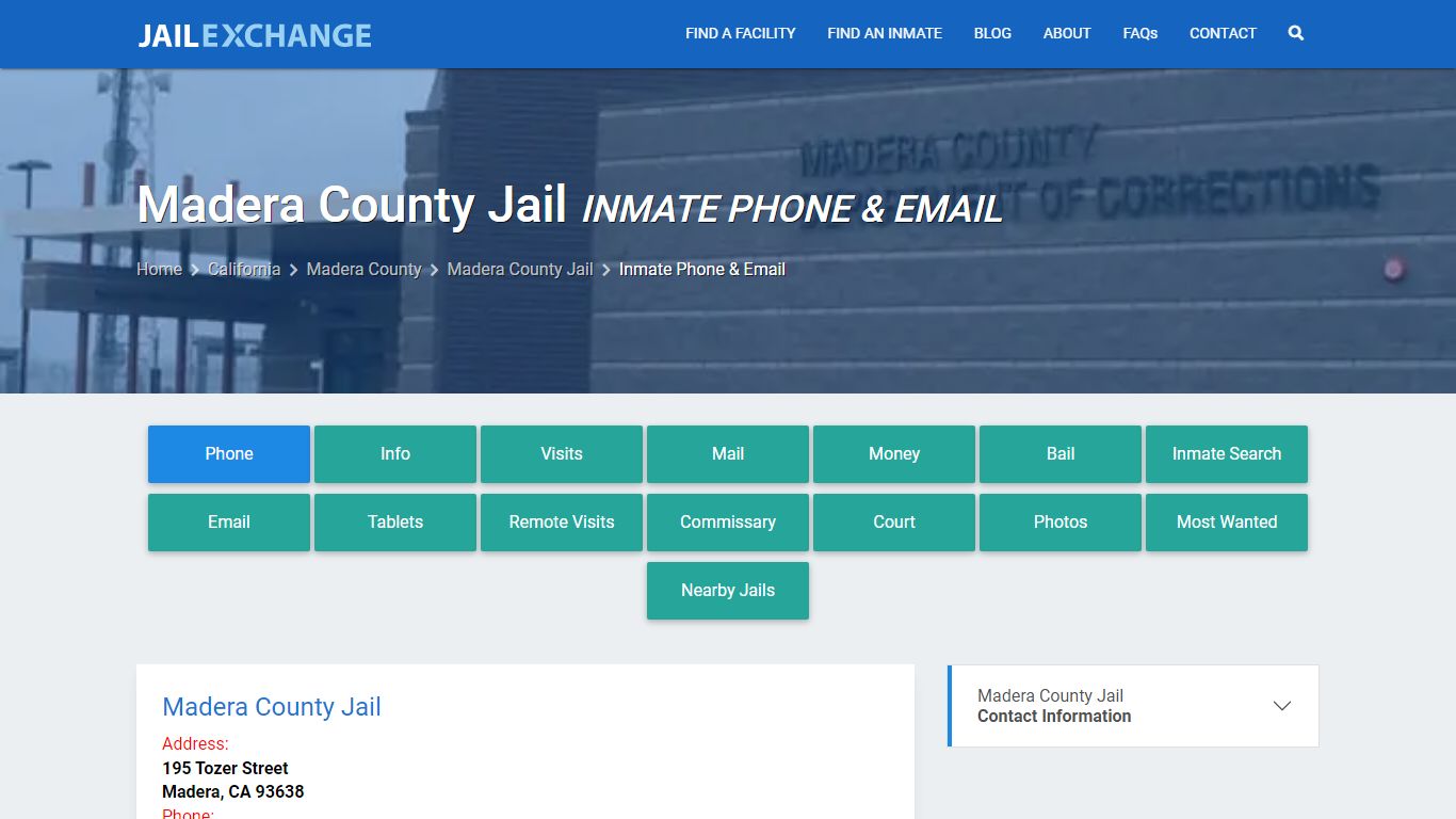 Inmate Phone - Madera County Jail, CA - Jail Exchange